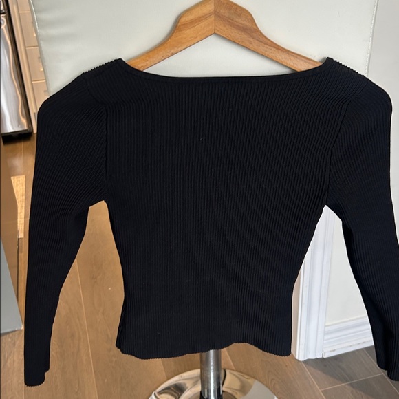 Aritzia Babaton Sculpt Knit Sweetheart Neck Long Sleeve Top Black Size S - Picture 3 of 13